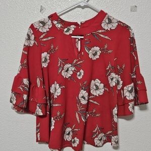 Urban Romantics floral cropped ruffled sleeves top see description